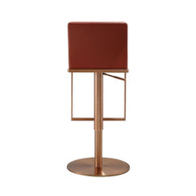 Load image into Gallery viewer, Sentinel Saddle Brown and Rose Gold Adjustable Stool