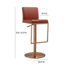 Load image into Gallery viewer, Sentinel Saddle Brown and Rose Gold Adjustable Stool
