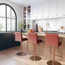 Load image into Gallery viewer, Sentinel Saddle Brown and Rose Gold Adjustable Stool