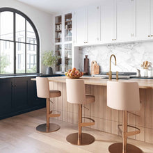 Load image into Gallery viewer, Loosha Cafe Au Lait and Rose Gold Adjustable Stool