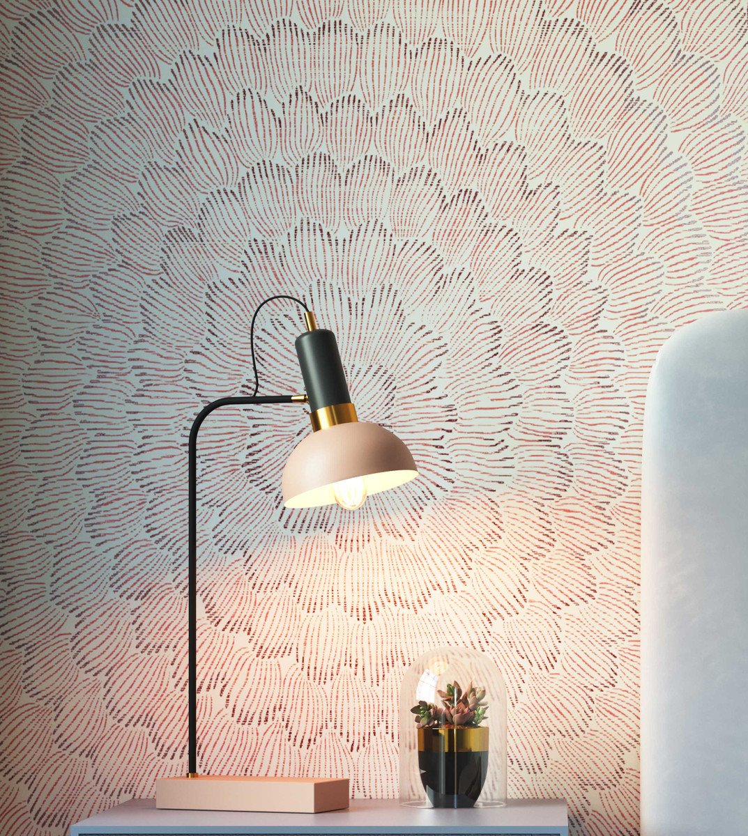 Juku Blush and Grey Table Lamp