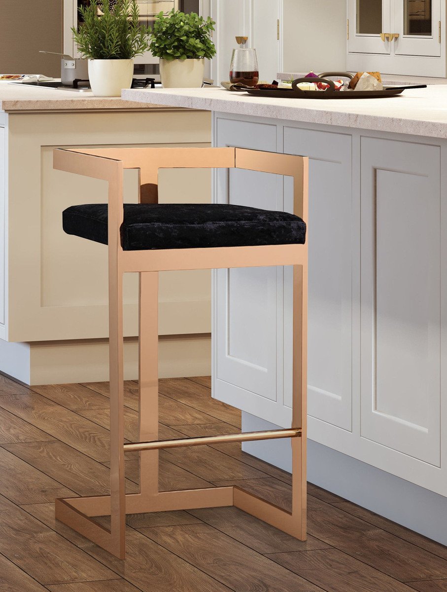 Marquee Black Velvet Bar Stool