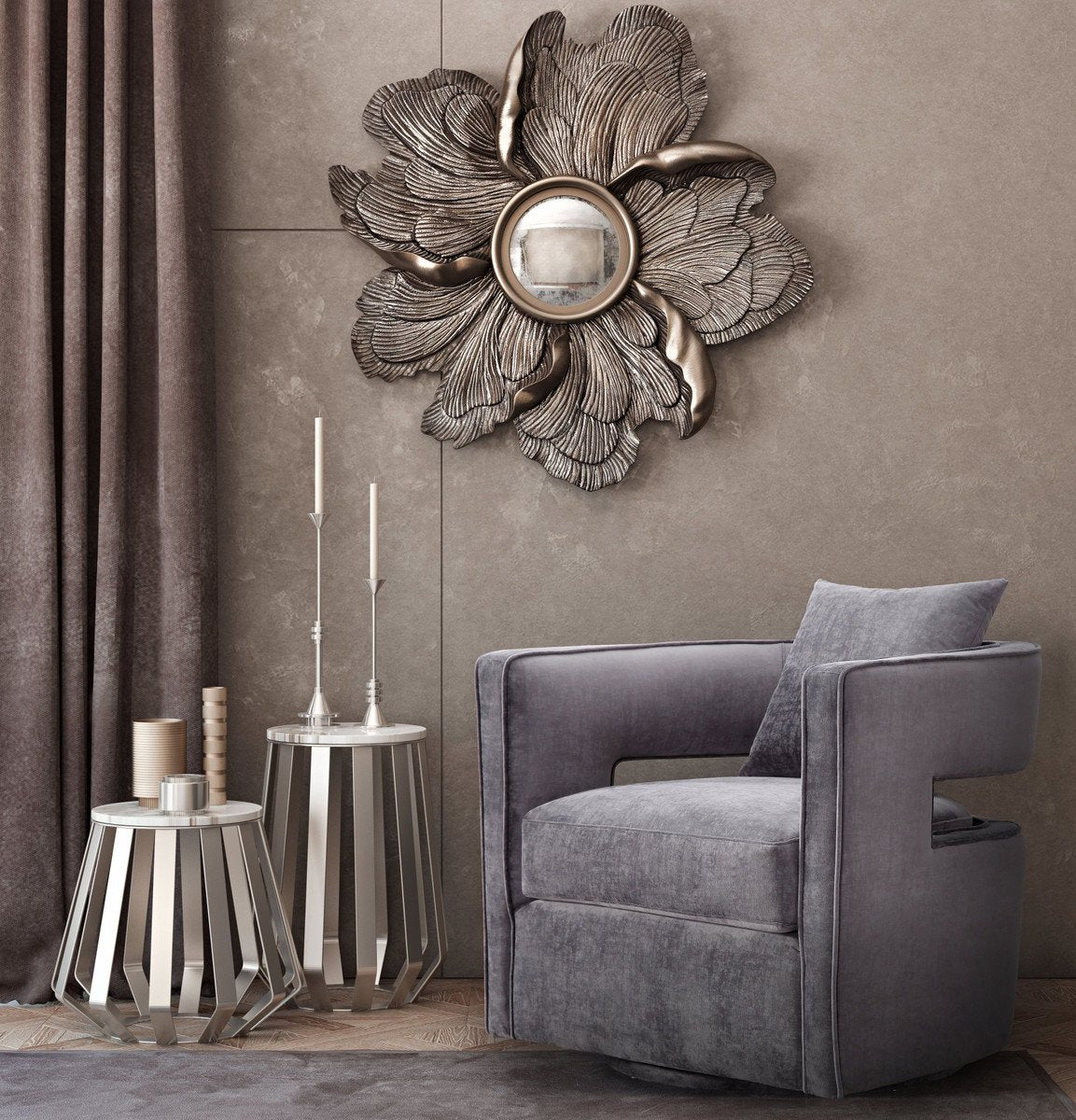 Kennedy Blush Velvet Swivel Chair