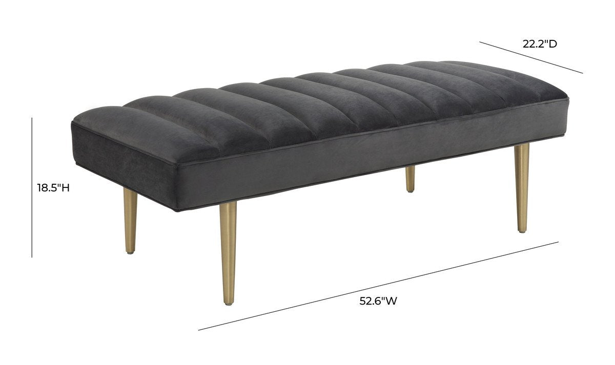 Jax Grey Velvet Bench