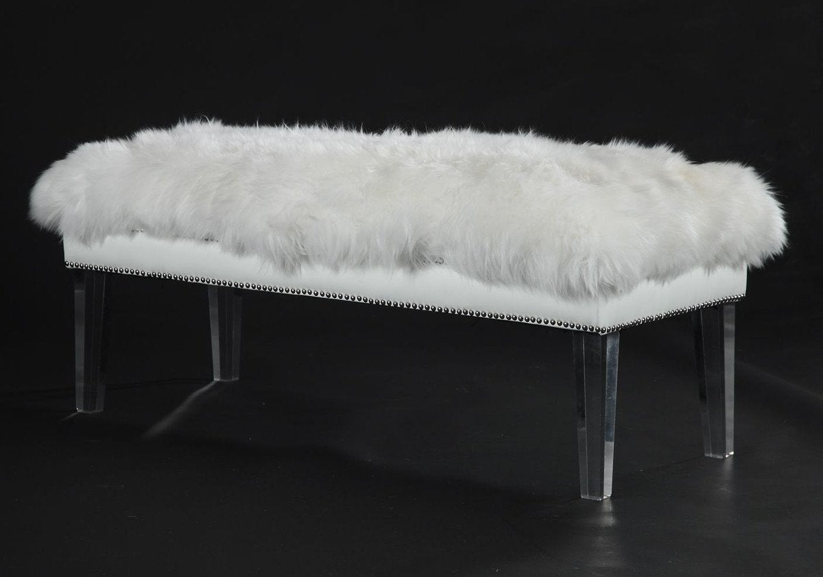 Luxe Sheepskin Lucite Bench