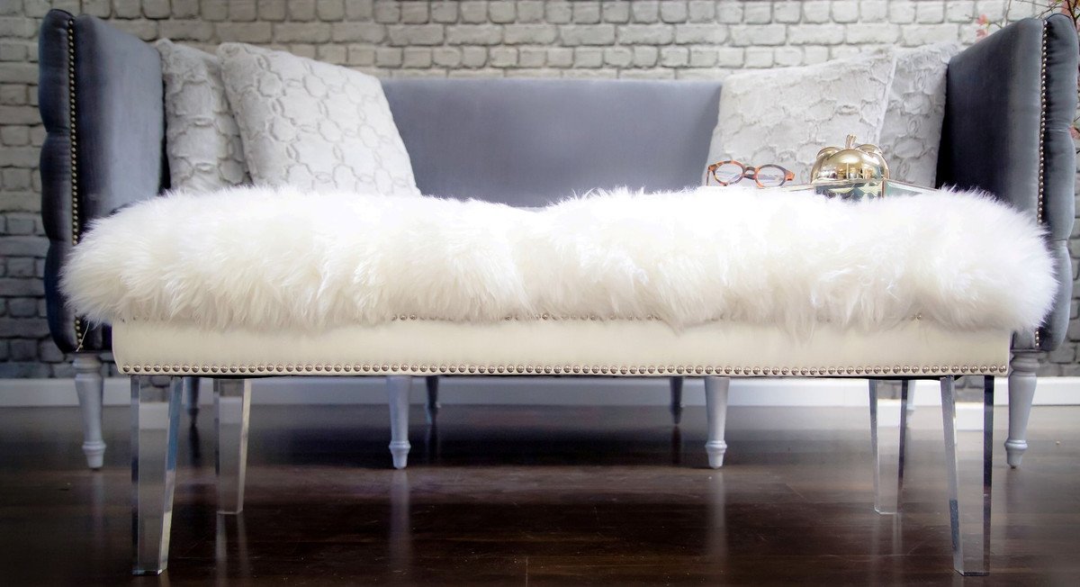 Luxe Sheepskin Lucite Bench