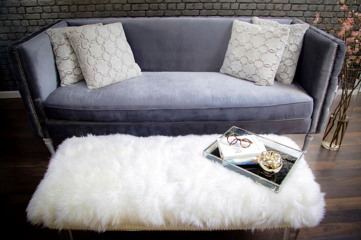 Luxe Sheepskin Lucite Bench