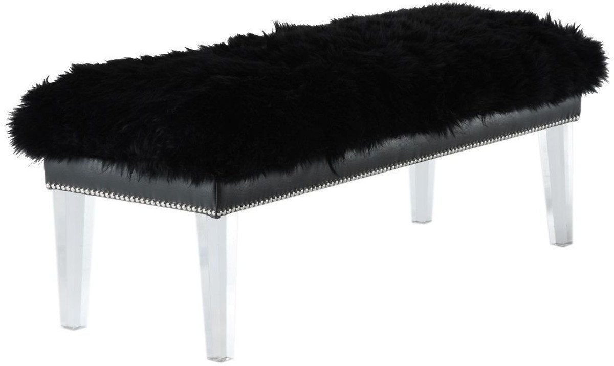 Luxe Sheepskin Lucite Bench