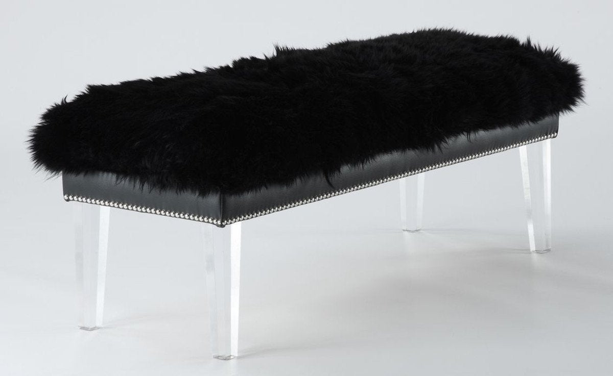 Luxe Sheepskin Lucite Bench