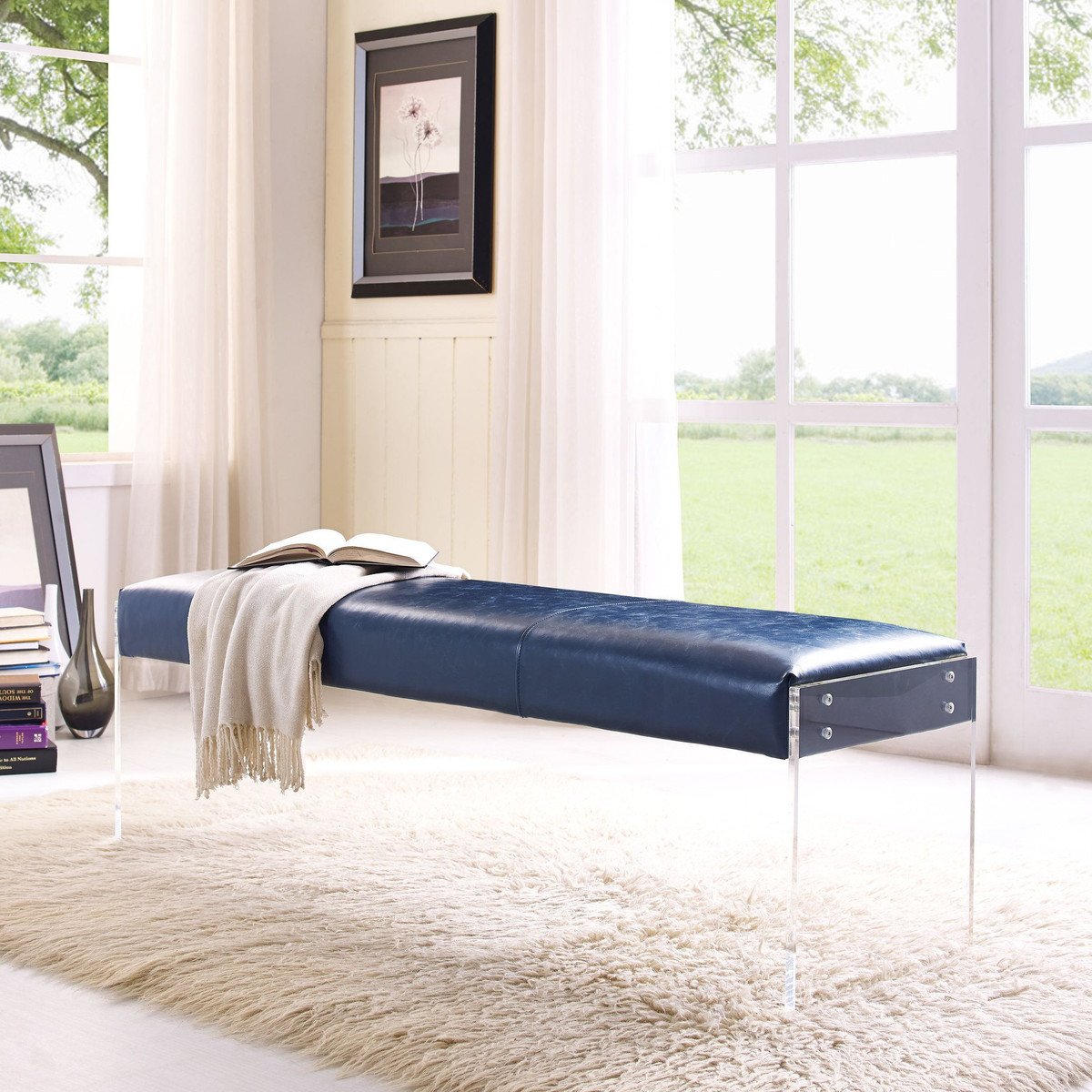 Envy Leather-Acrylic/Velvet Bench