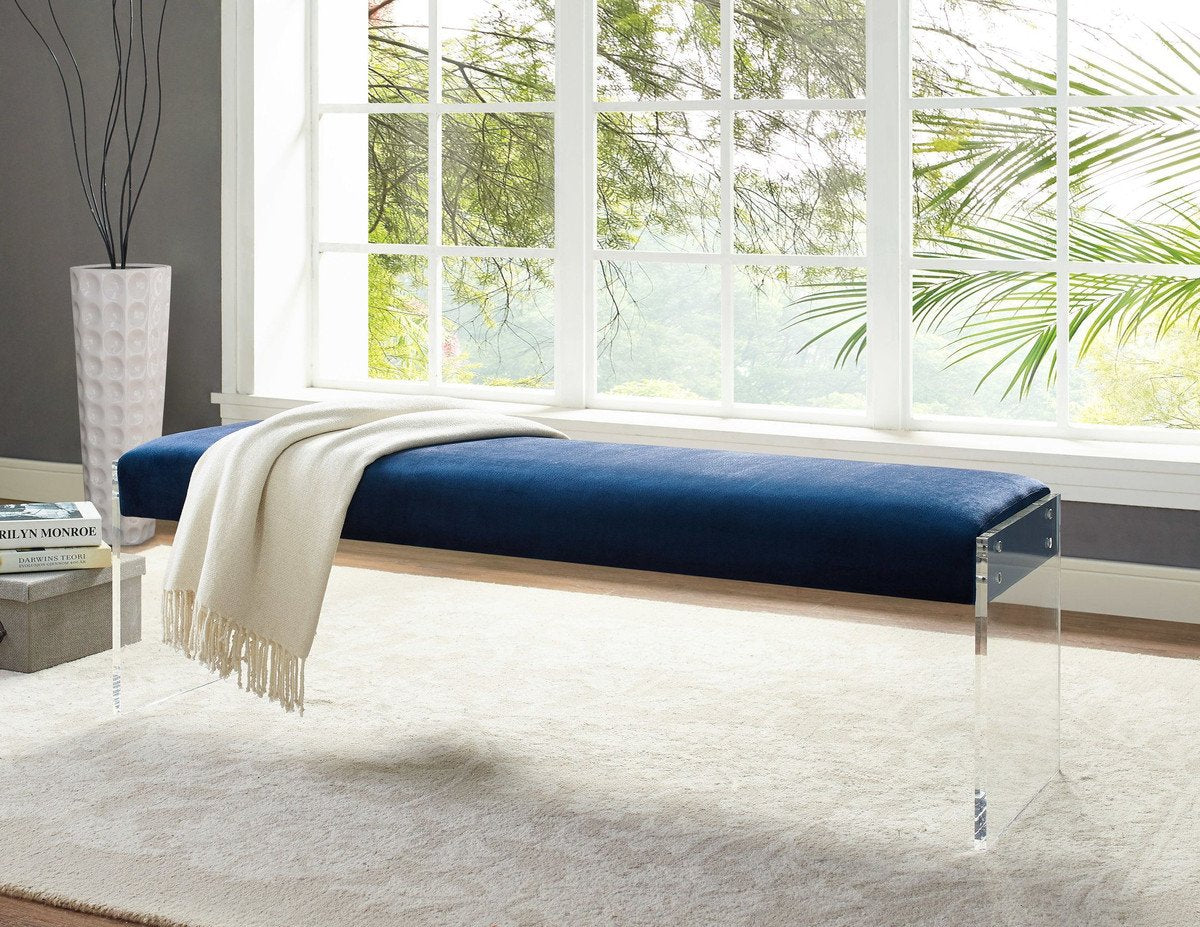 Envy Leather-Acrylic/Velvet Bench