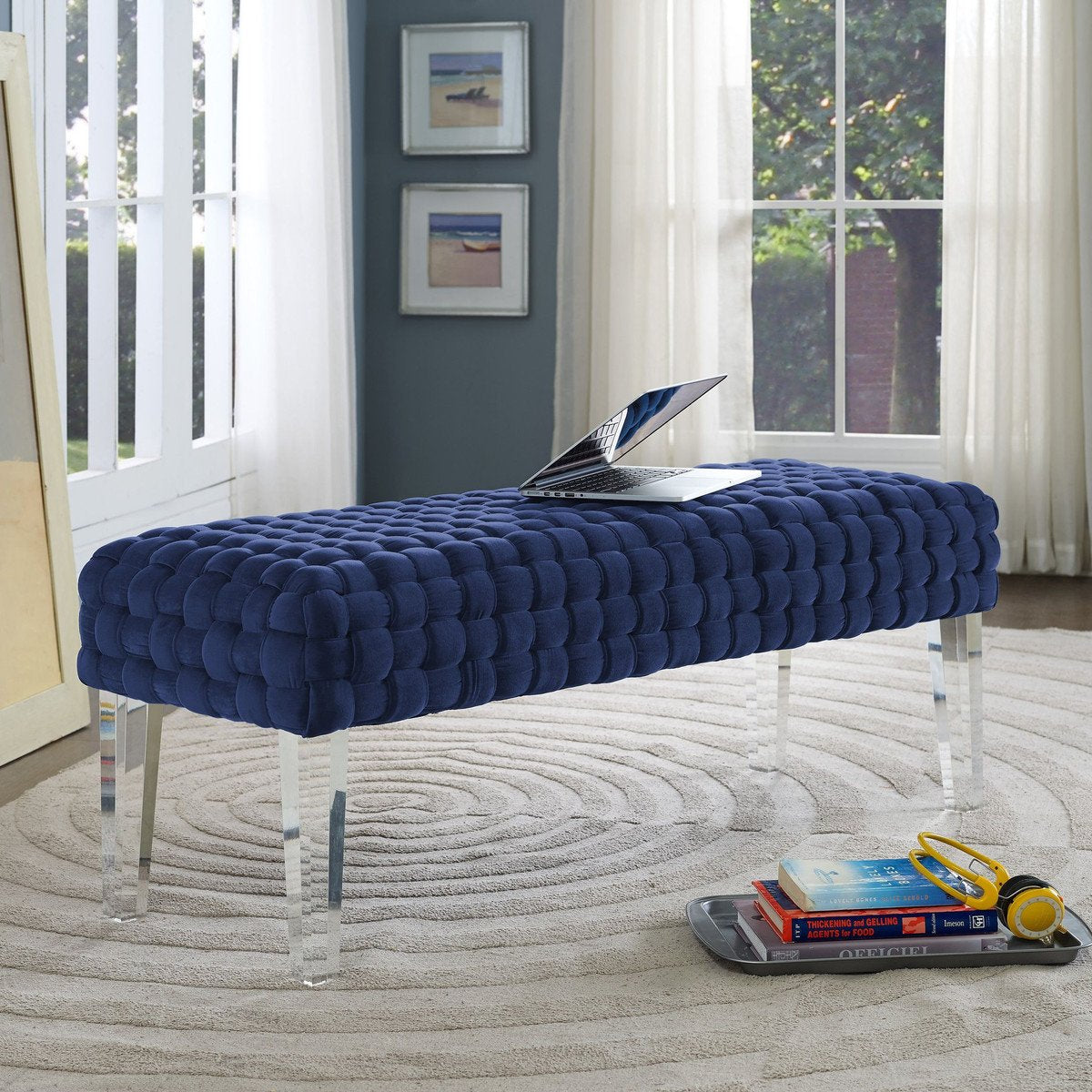 Sal Woven Velvet Bench