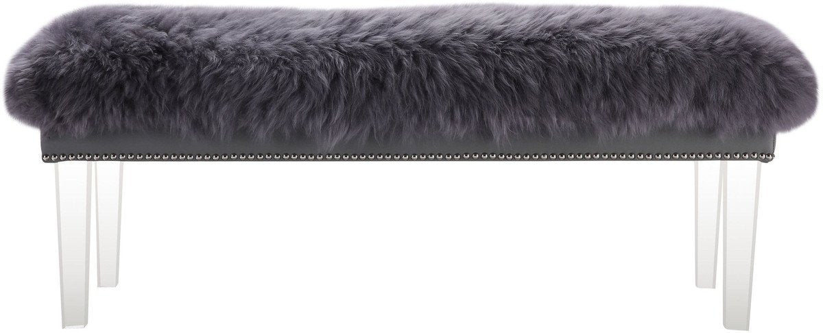 Luxe Sheepskin Lucite Bench