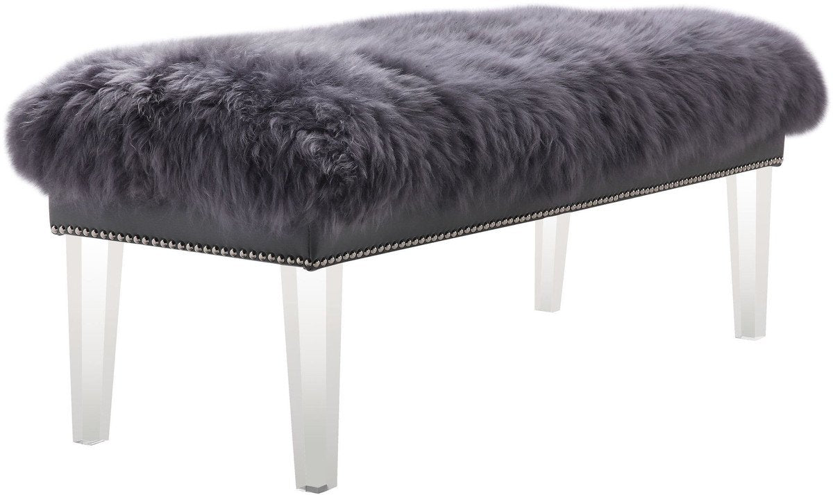 Luxe Sheepskin Lucite Bench