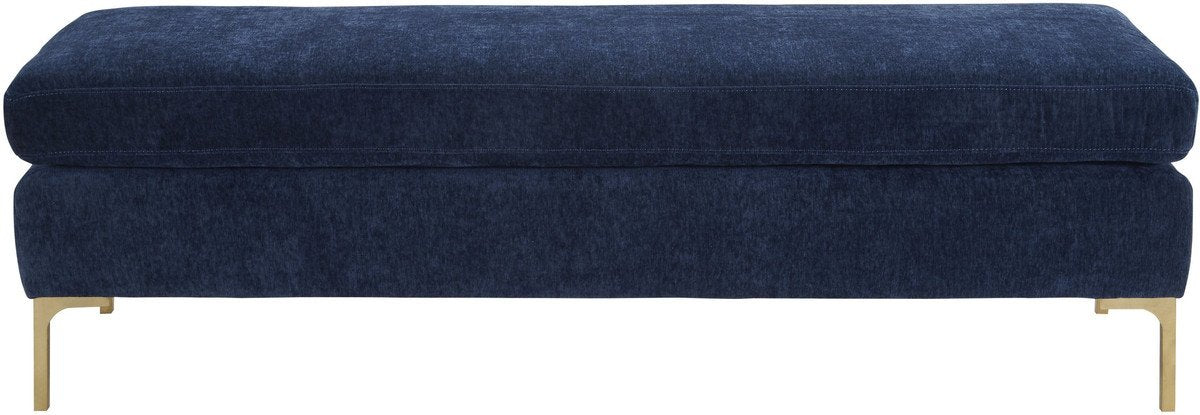 Delilah Navy Textured Velvet Bench