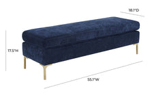 Load image into Gallery viewer, Delilah Navy Textured Velvet Bench