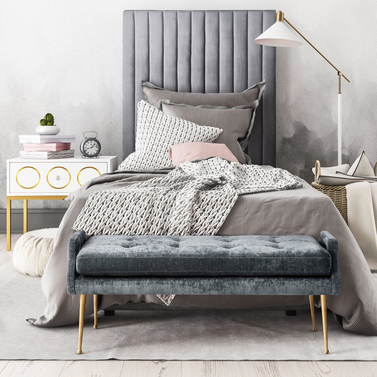 Eileen Slub Velvet Bench
