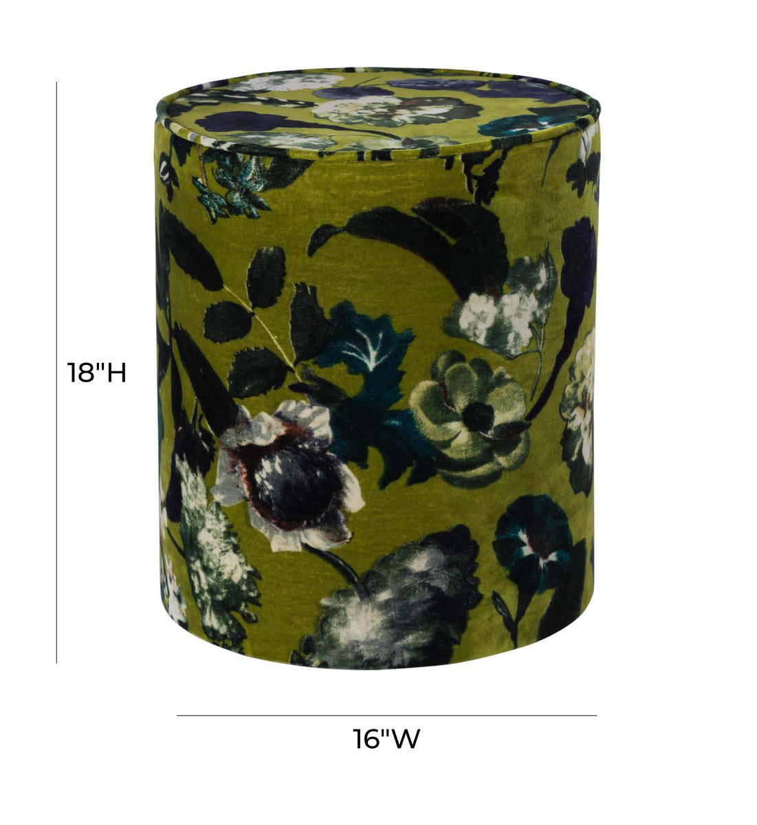 Floral Velvet Pouf