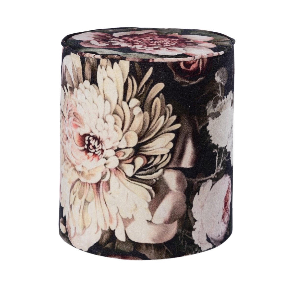 Floral Velvet Pouf