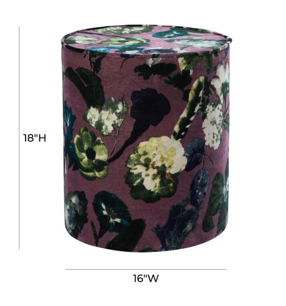 Floral Velvet Pouf