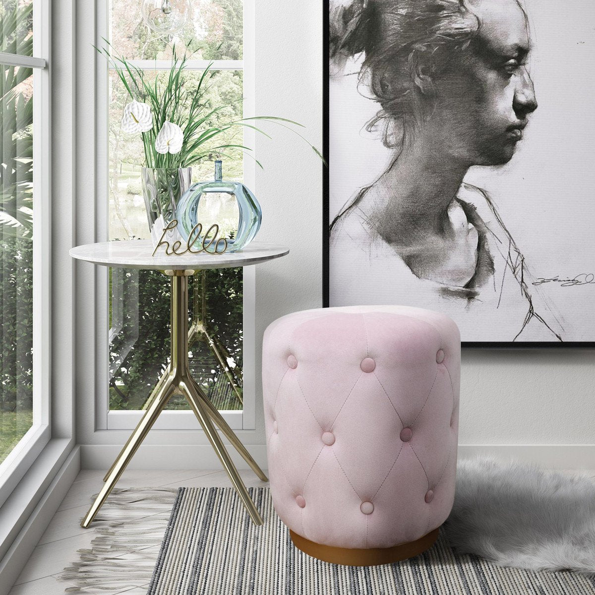 Skylar Velvet Ottoman