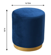 Load image into Gallery viewer, Opal Velvet Ottoman with Gold Base