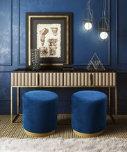 Load image into Gallery viewer, Opal Velvet Ottoman with Gold Base