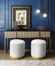 Load image into Gallery viewer, Opal Velvet Ottoman with Gold Base