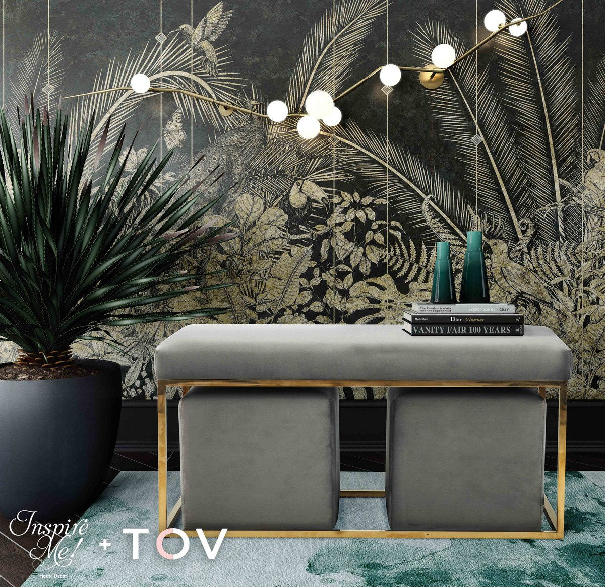 Lila Tri Velvet Bench Set By Inspire Me! Home Decor