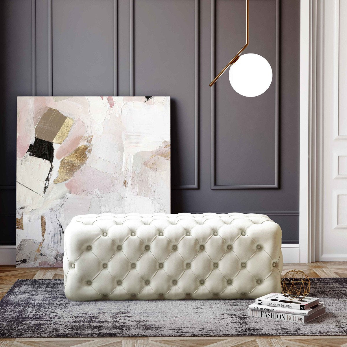 Kaylee Velvet Ottoman