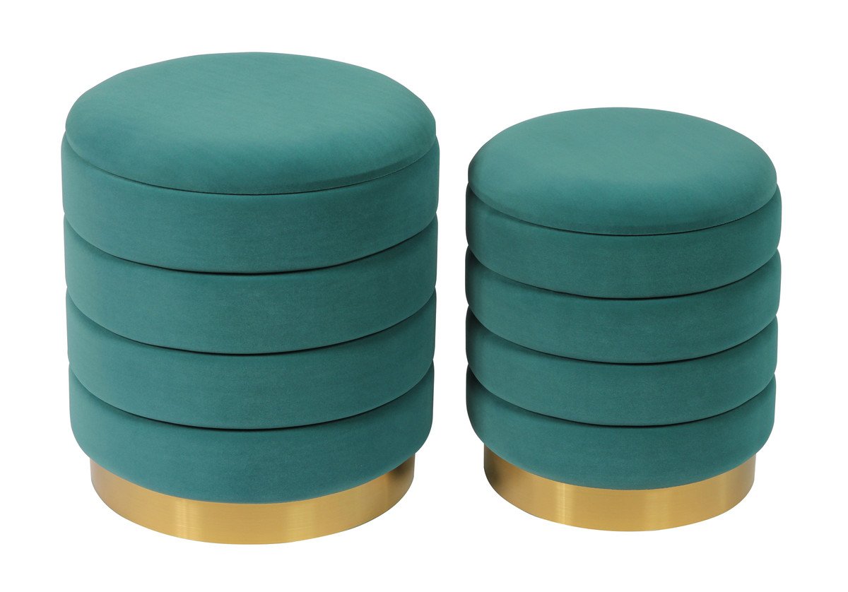 Saturn Teal Storage Ottomans (Set of 2)