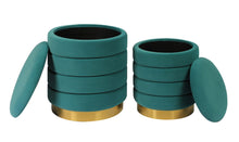 Load image into Gallery viewer, Saturn Teal Storage Ottomans (Set of 2)