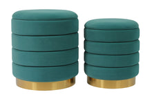 Load image into Gallery viewer, Saturn Teal Storage Ottomans (Set of 2)
