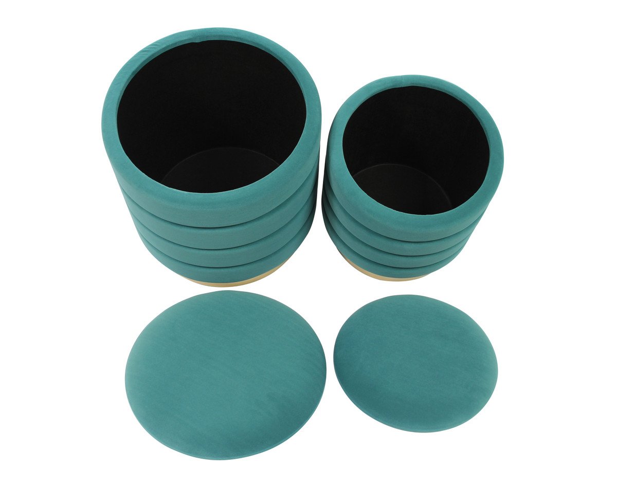 Saturn Teal Storage Ottomans (Set of 2)