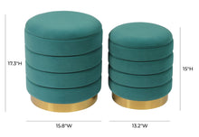 Load image into Gallery viewer, Saturn Teal Storage Ottomans (Set of 2)