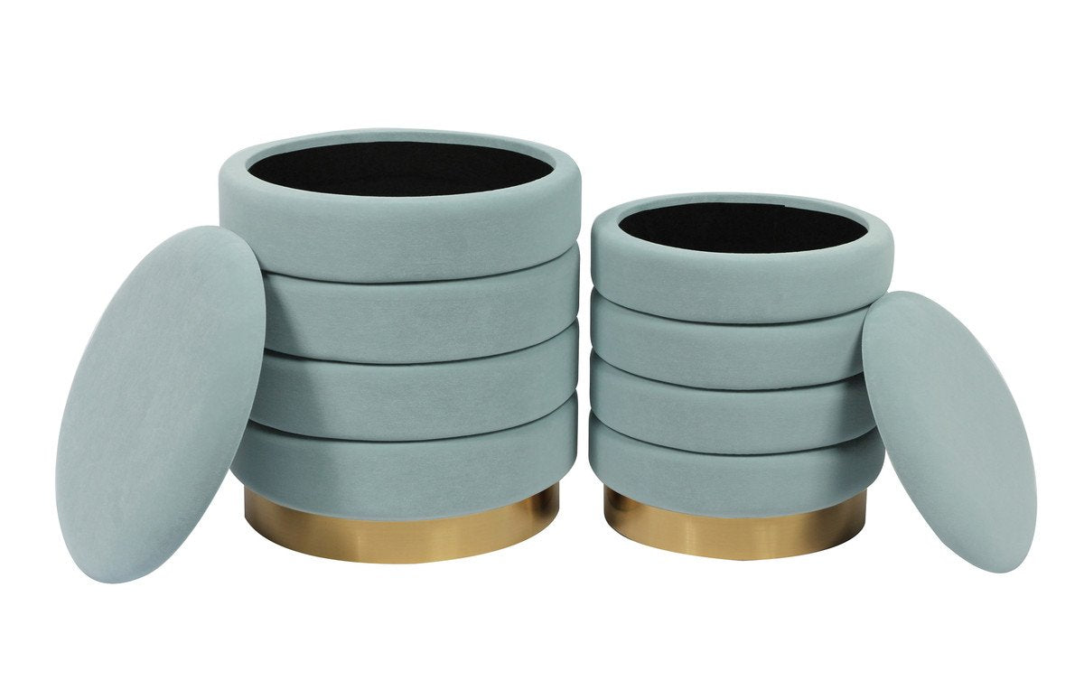 Saturn Teal Storage Ottomans (Set of 2)