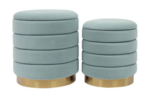 Load image into Gallery viewer, Saturn Teal Storage Ottomans (Set of 2)