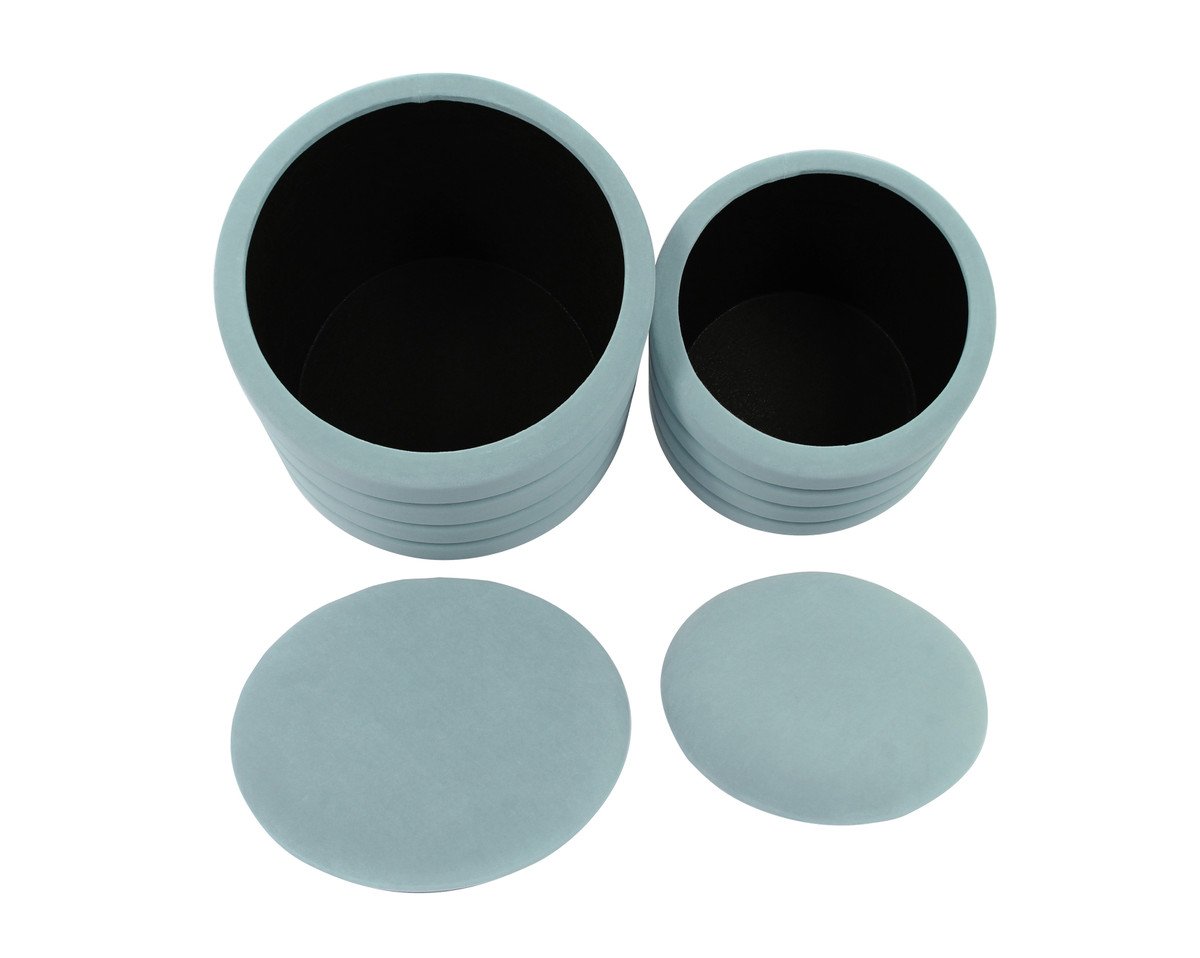 Saturn Teal Storage Ottomans (Set of 2)