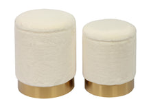 Load image into Gallery viewer, Teddy Faux Sheepskin Storage Ottomans (Set of 2)