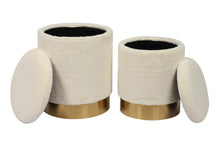 Load image into Gallery viewer, Teddy Faux Sheepskin Storage Ottomans (Set of 2)