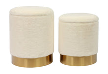 Load image into Gallery viewer, Teddy Faux Sheepskin Storage Ottomans (Set of 2)