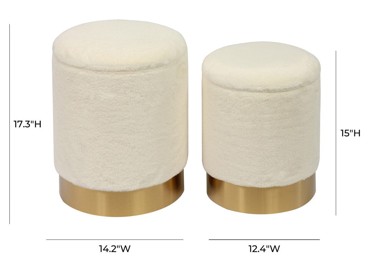 Teddy Faux Sheepskin Storage Ottomans (Set of 2)