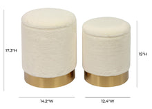 Load image into Gallery viewer, Teddy Faux Sheepskin Storage Ottomans (Set of 2)
