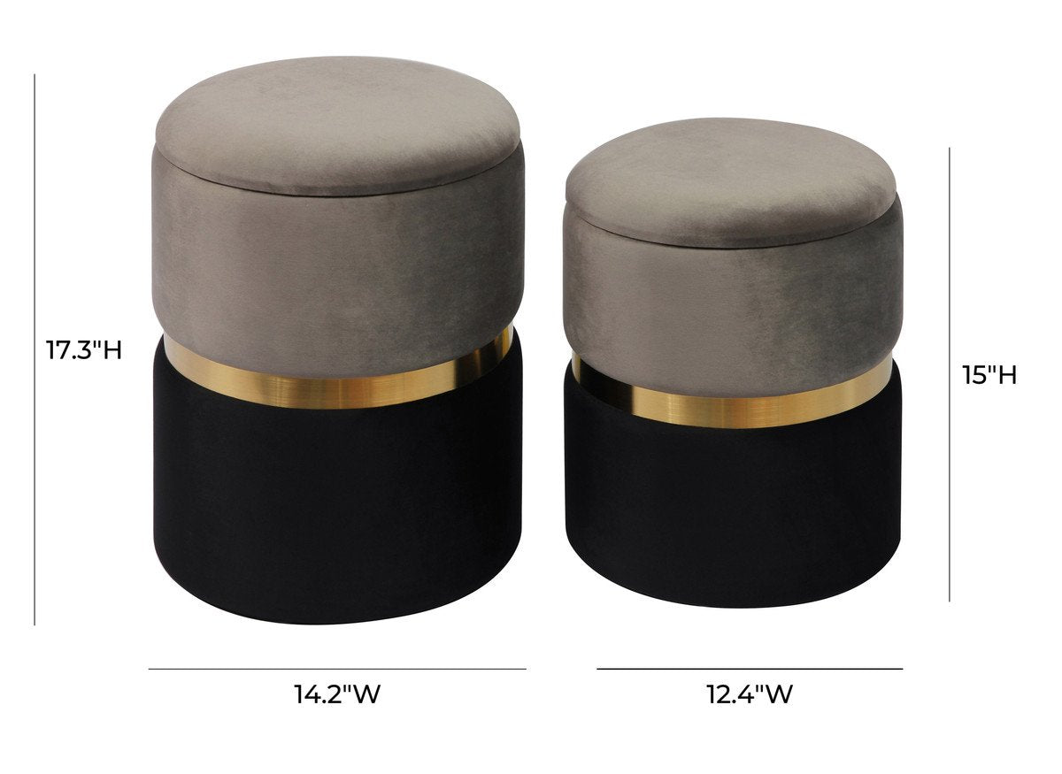 Gigi Grey Storage Ottomans (Set of 2)