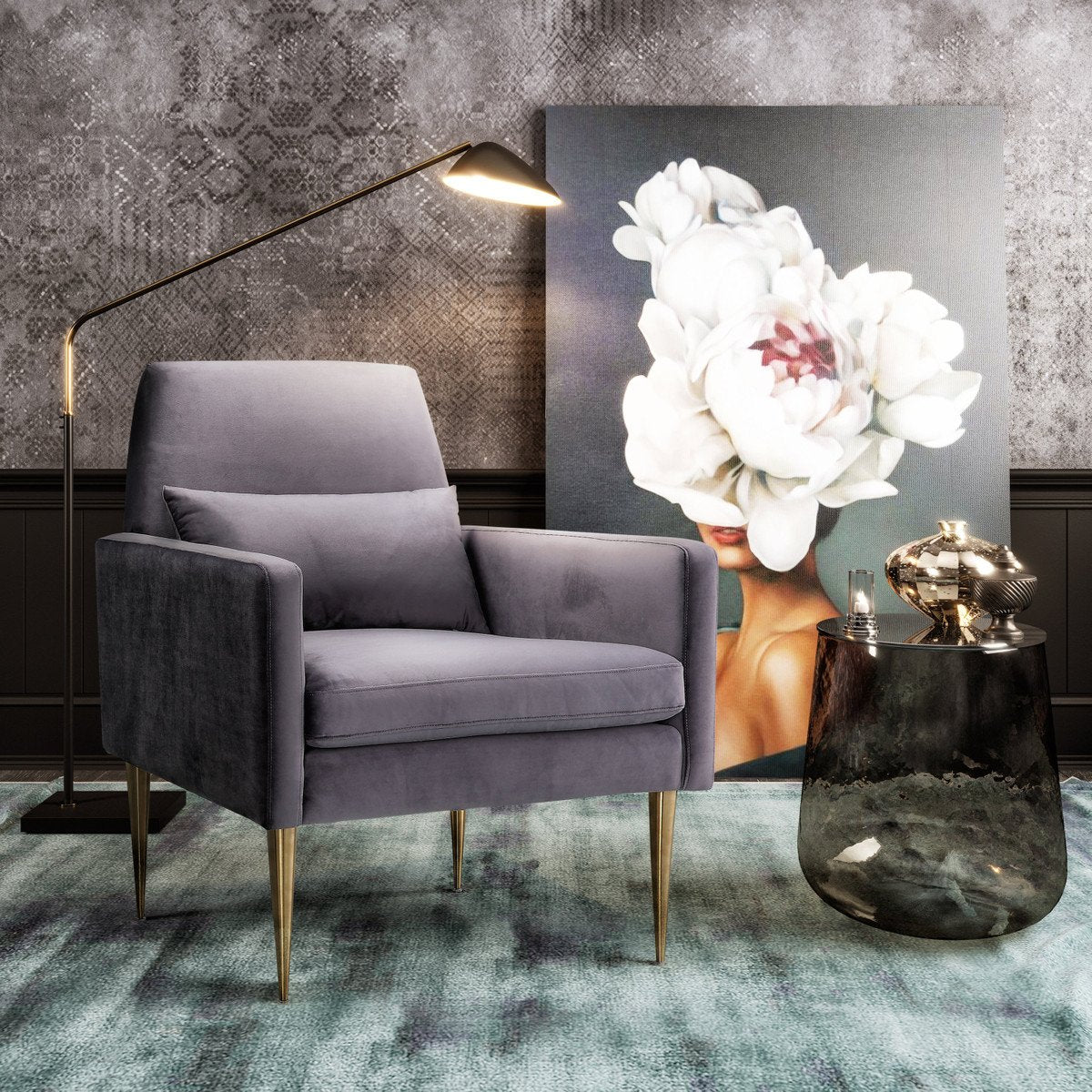 Danner Grey Velvet Chair