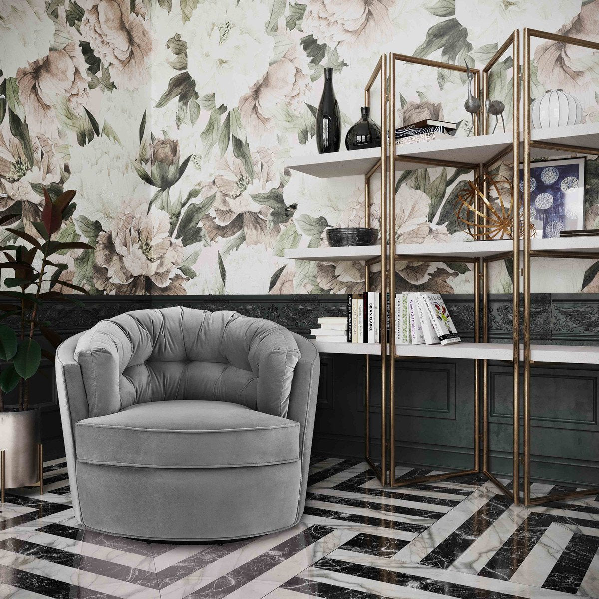 Eloise Velvet Swivel Chair