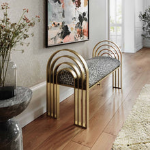 Load image into Gallery viewer, Mavis Leopard Print Velvet Bench