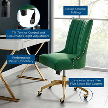 Load image into Gallery viewer, Empower Channel Tufted Performance Velvet Office Chair in Gold