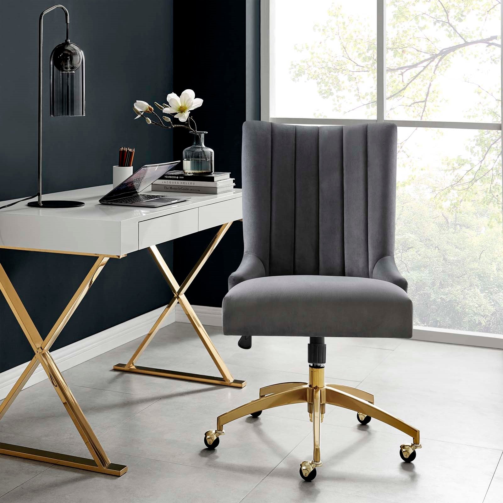 Empower Channel Tufted Performance Velvet Office Chair in Gold
