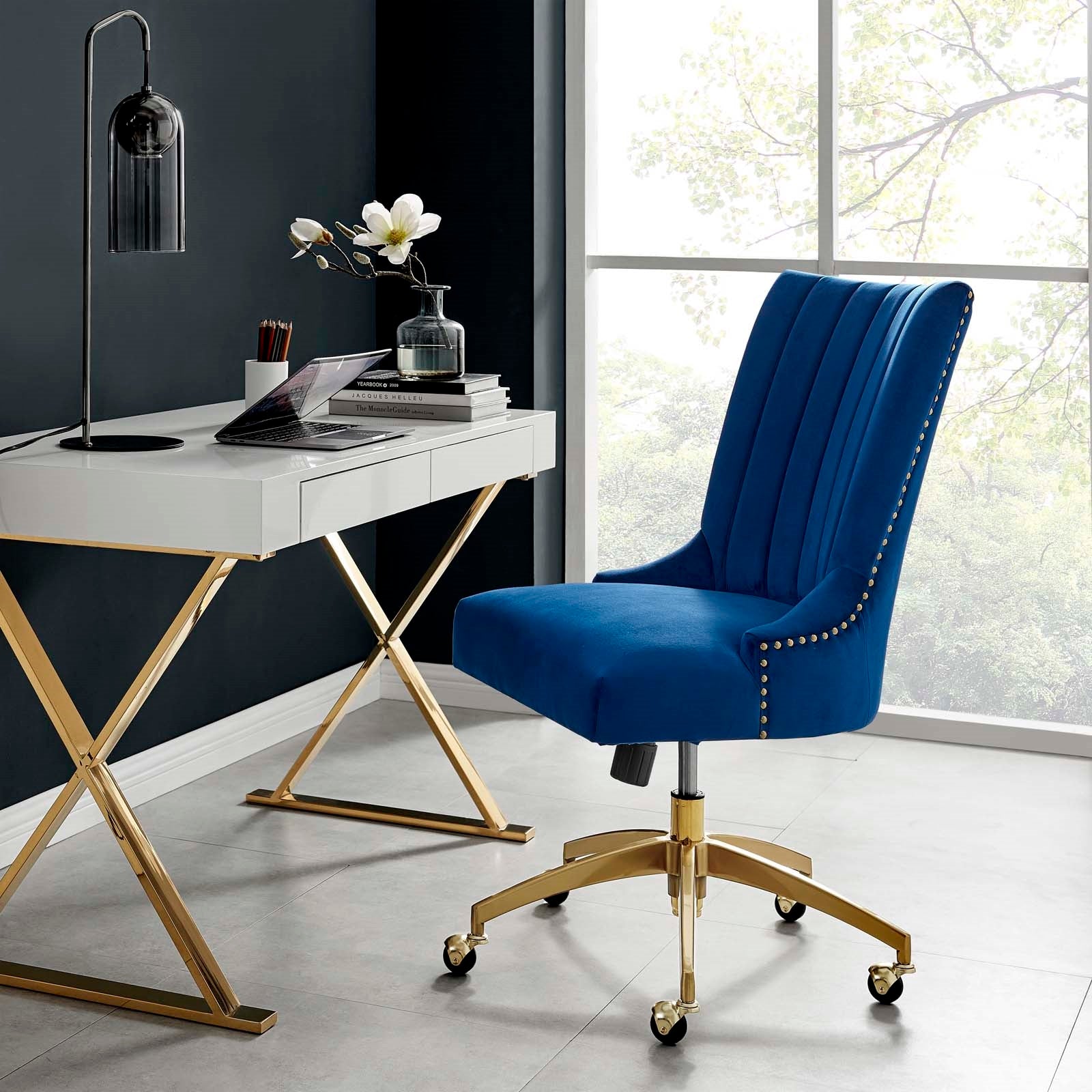 Empower Channel Tufted Performance Velvet Office Chair in Gold